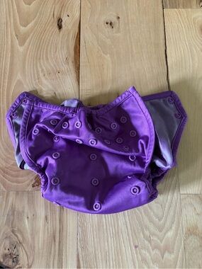 Adjustable Purple Reusable Diaper Cover with Snap Closures